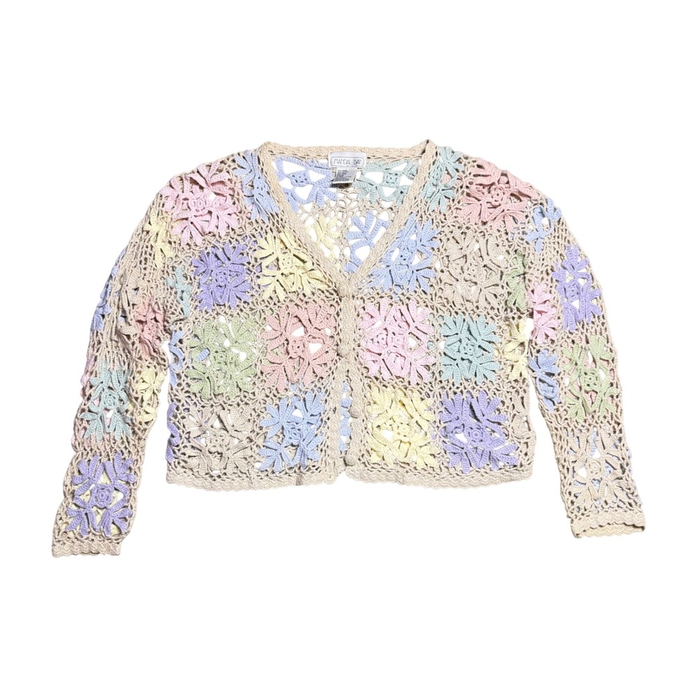 Mandal Bay Pastel Floral Crochet Cardigan Sweater
